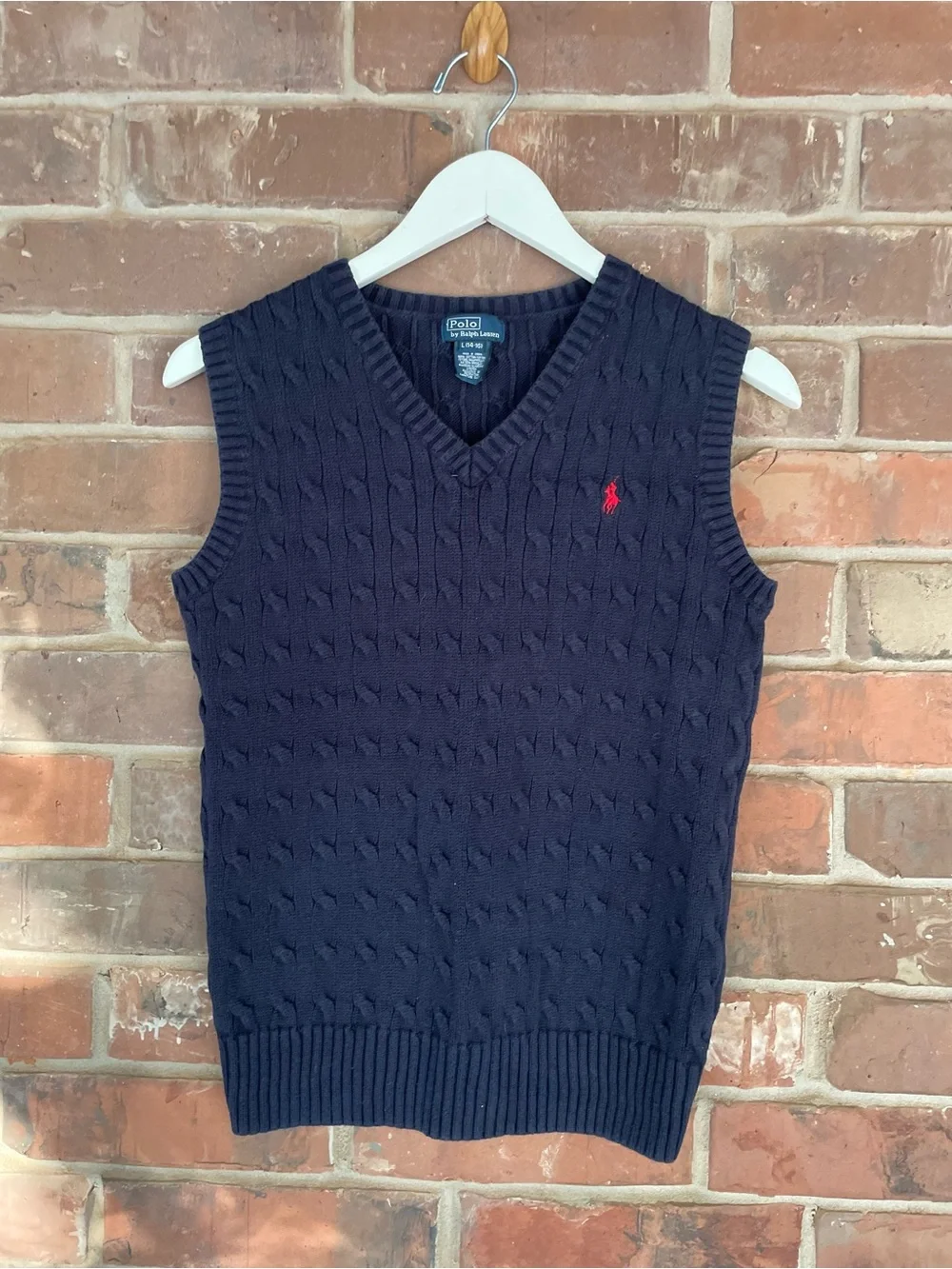 Polo by Ralph Lauren Boys Cable Knit Sweater Vest size Large but fits like small